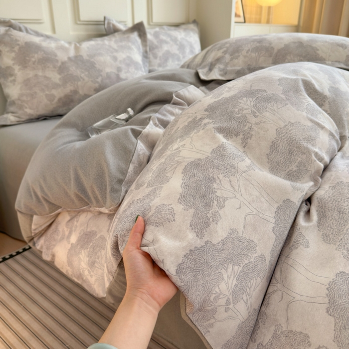 91家纺网 家纺一手货源 找家纺 典曼家纺 2025新款原棉加厚磨毛印花四件套 春风十里