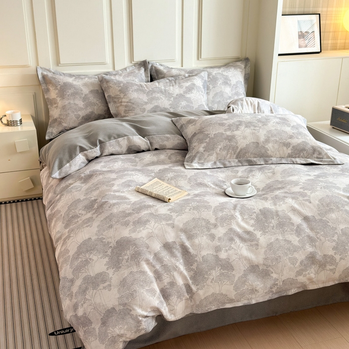 91家纺网 家纺一手货源 找家纺 典曼家纺 2025新款原棉加厚磨毛印花四件套 春风十里