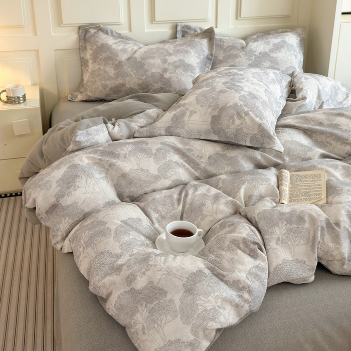 91家纺网 家纺一手货源 找家纺 典曼家纺 2025新款原棉加厚磨毛印花四件套 春风十里