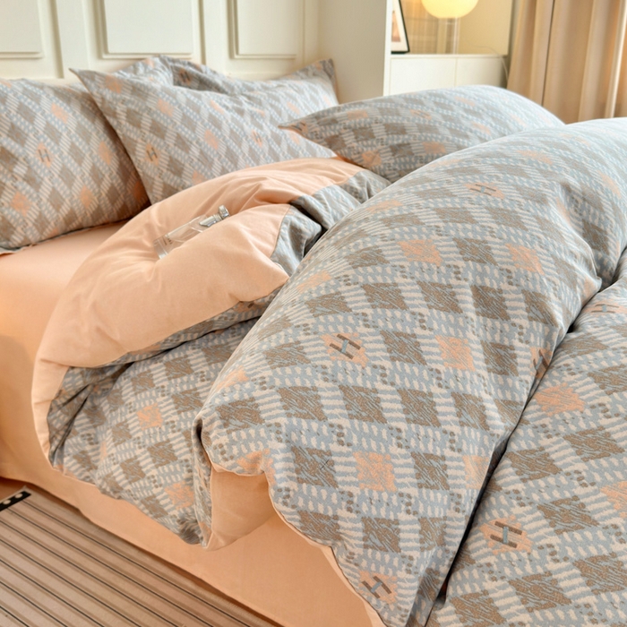 典曼家纺 2025新款原棉加厚磨毛印花四件套 大都会