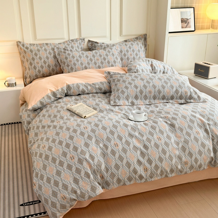 91家纺网 家纺一手货源 找家纺 典曼家纺 2025新款原棉加厚磨毛印花四件套 大都会