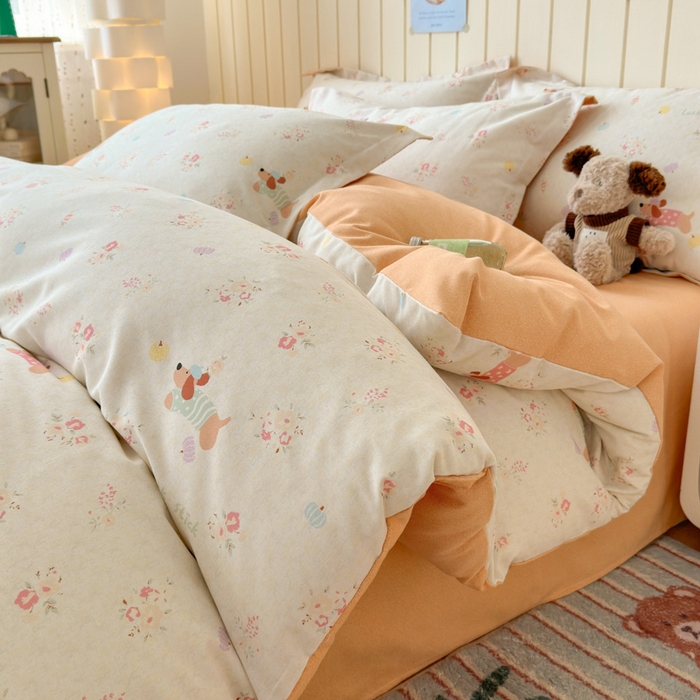 典曼家纺 2025新款原棉加厚磨毛印花四件套 简兮