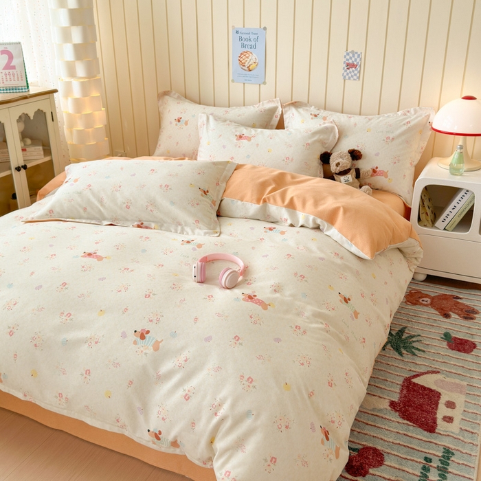 91家纺网 家纺一手货源 找家纺 典曼家纺 2025新款原棉加厚磨毛印花四件套 简兮