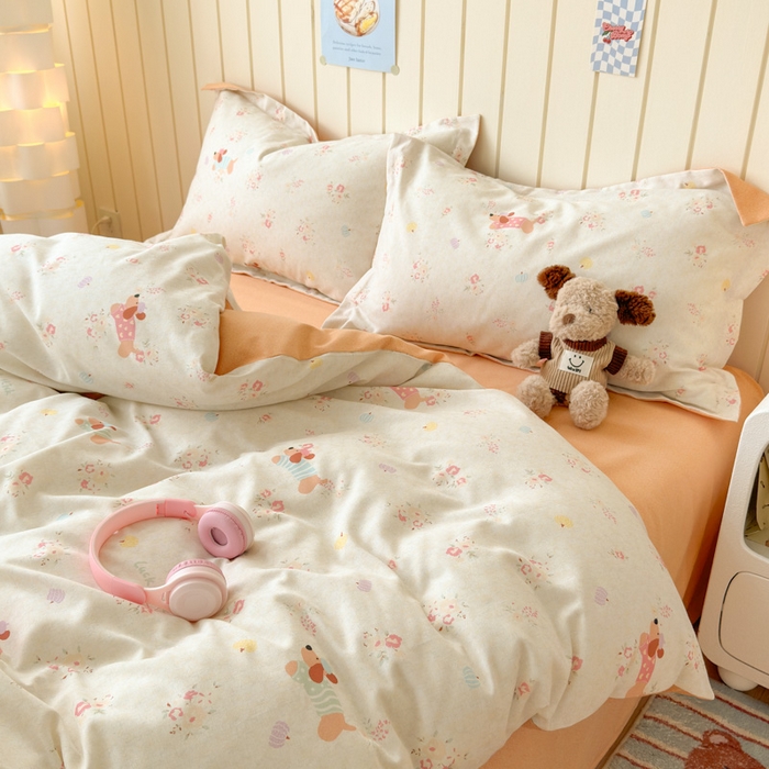 91家纺网 家纺一手货源 找家纺 典曼家纺 2025新款原棉加厚磨毛印花四件套 简兮