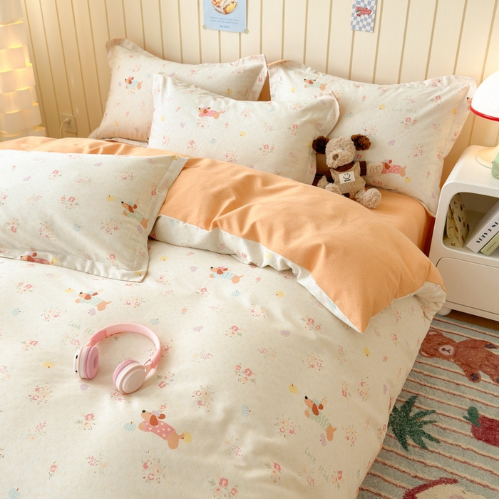 91家纺网 家纺一手货源 找家纺 典曼家纺 2025新款原棉加厚磨毛印花四件套 简兮