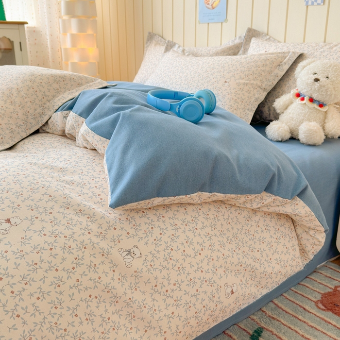 91家纺网 家纺一手货源 找家纺 典曼家纺 2025新款原棉加厚磨毛印花四件套 麦琪熊