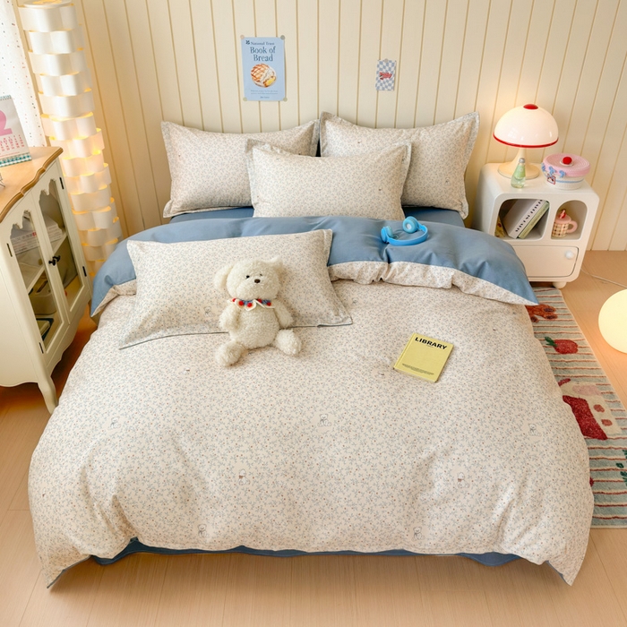 91家纺网 家纺一手货源 找家纺 典曼家纺 2025新款原棉加厚磨毛印花四件套 麦琪熊