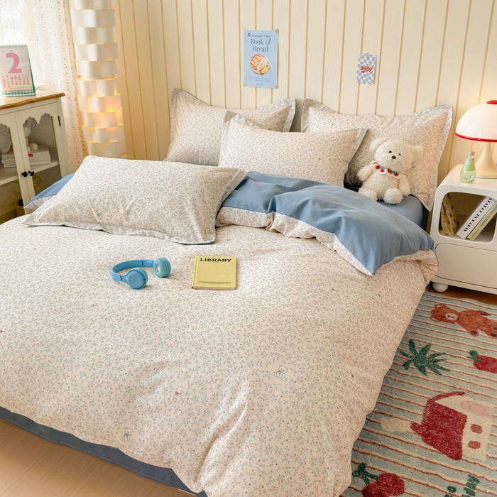 91家纺网 家纺一手货源 找家纺 典曼家纺 2025新款原棉加厚磨毛印花四件套 麦琪熊