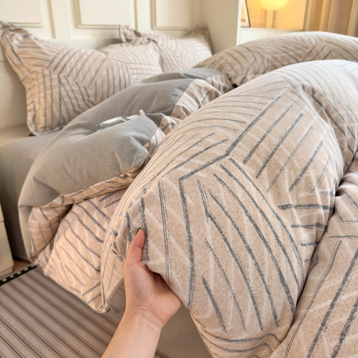 91家纺网 家纺一手货源 找家纺 典曼家纺 2025新款原棉加厚磨毛印花四件套 眠时光