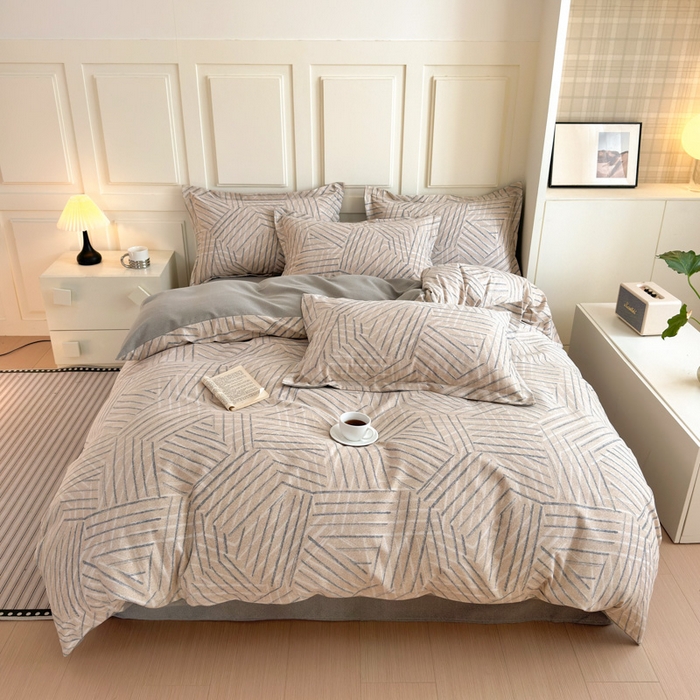 91家纺网 家纺一手货源 找家纺 典曼家纺 2025新款原棉加厚磨毛印花四件套 眠时光