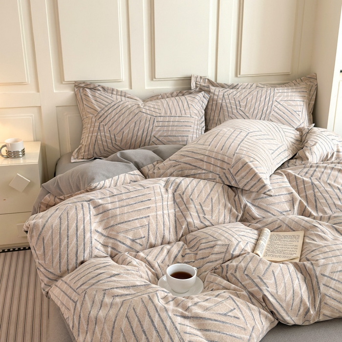 91家纺网 家纺一手货源 找家纺 典曼家纺 2025新款原棉加厚磨毛印花四件套 眠时光