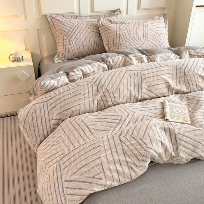 91家纺网 家纺一手货源 找家纺 典曼家纺 2025新款原棉加厚磨毛印花四件套 眠时光