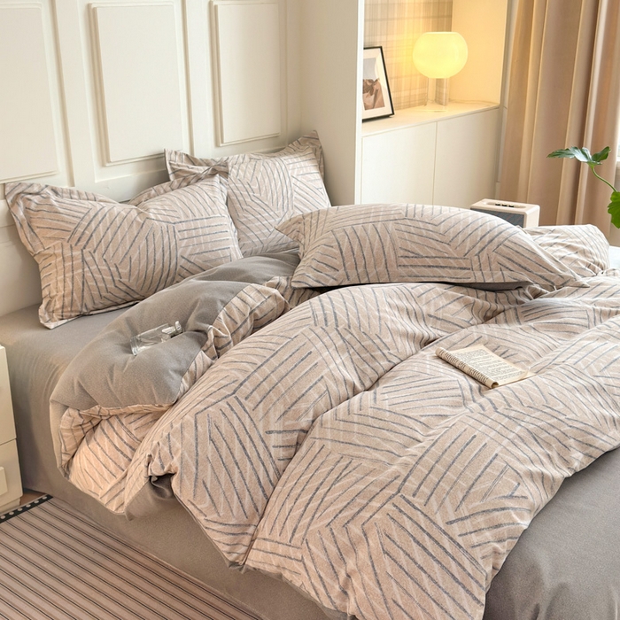 91家纺网 家纺一手货源 找家纺 典曼家纺 2025新款原棉加厚磨毛印花四件套 眠时光