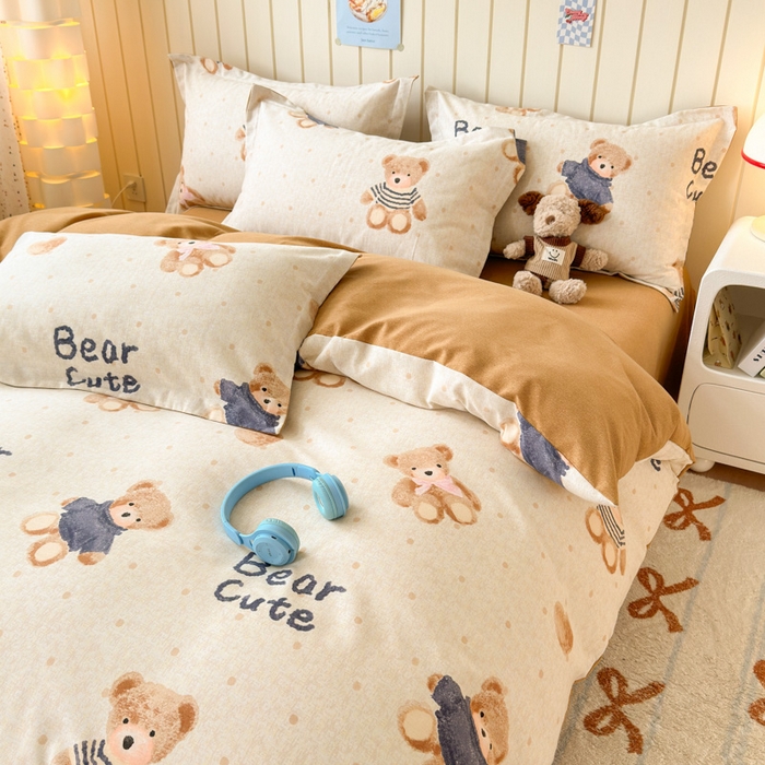 91家纺网 家纺一手货源 找家纺 典曼家纺 2025新款原棉加厚磨毛印花四件套 奇想