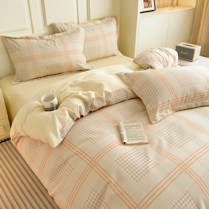 91家纺网 家纺一手货源 找家纺 典曼家纺 2025新款原棉加厚磨毛印花四件套 塔维尔（米）