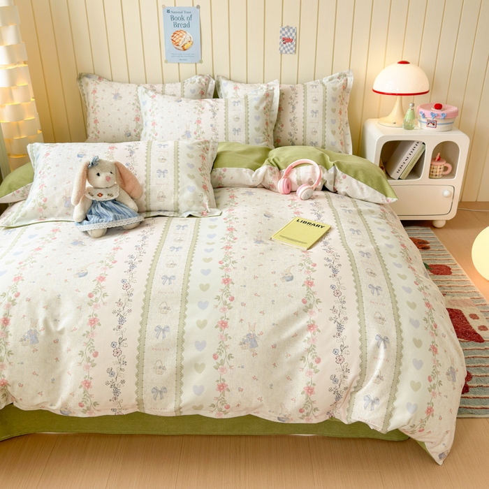 91家纺网 家纺一手货源 找家纺 典曼家纺 2025新款原棉加厚磨毛印花四件套 闲趣时光