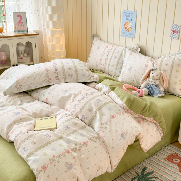 91家纺网 家纺一手货源 找家纺 典曼家纺 2025新款原棉加厚磨毛印花四件套 闲趣时光