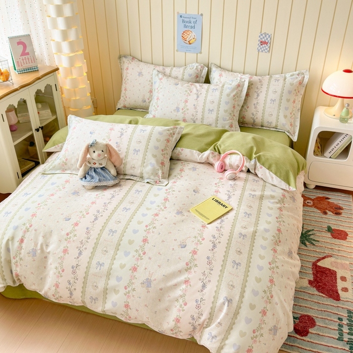 91家纺网 家纺一手货源 找家纺 典曼家纺 2025新款原棉加厚磨毛印花四件套 闲趣时光