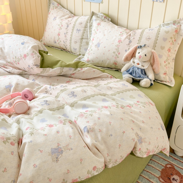 91家纺网 家纺一手货源 找家纺 典曼家纺 2025新款原棉加厚磨毛印花四件套 闲趣时光