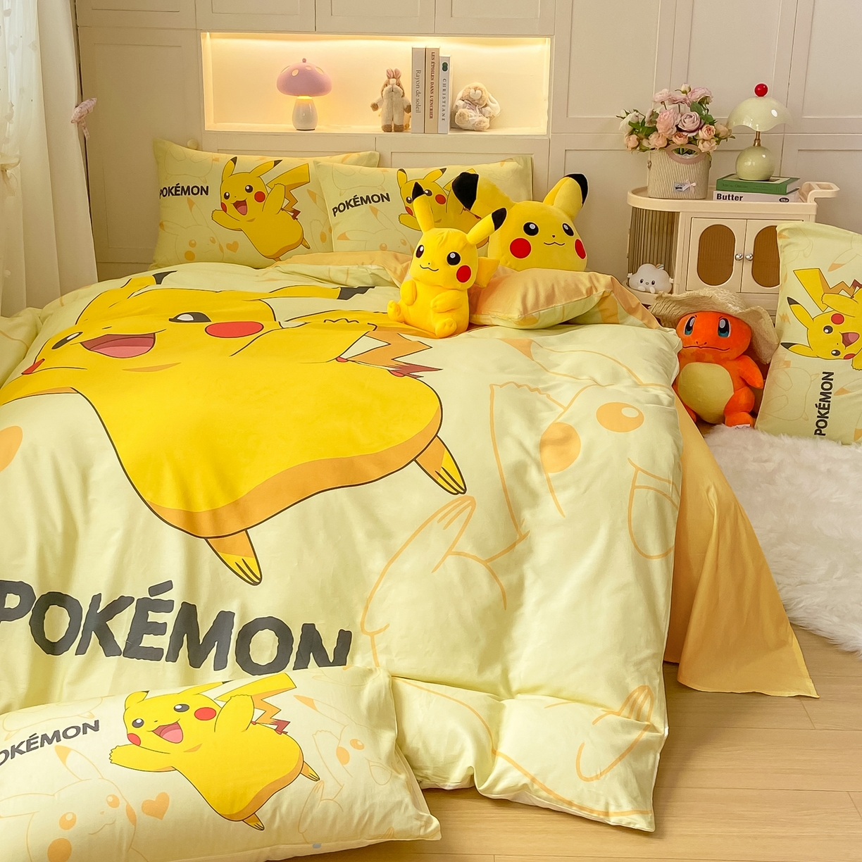 91家纺网 家纺一手货源 找家纺 （总）博雅 2025新款宝可梦皮卡丘成人床正版授权全棉四件套