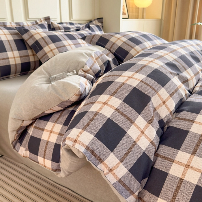 典曼家纺 2025新款原棉加厚磨毛印花四件套 意林（兰）