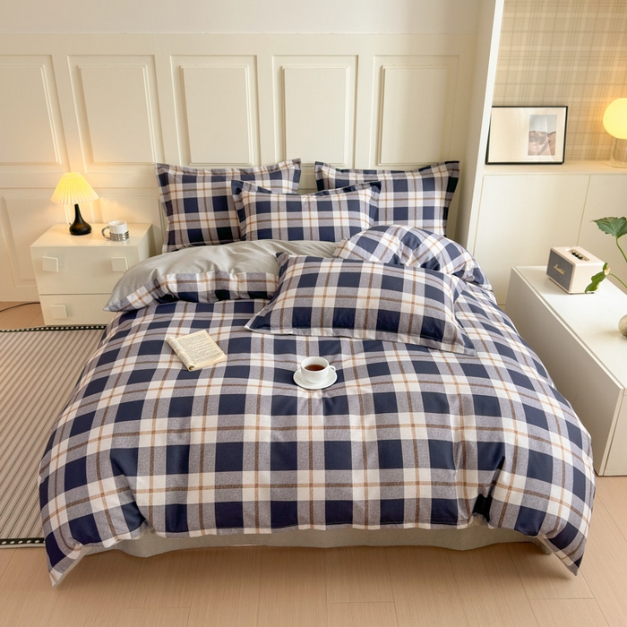 91家纺网 家纺一手货源 找家纺 典曼家纺 2025新款原棉加厚磨毛印花四件套 意林（兰）