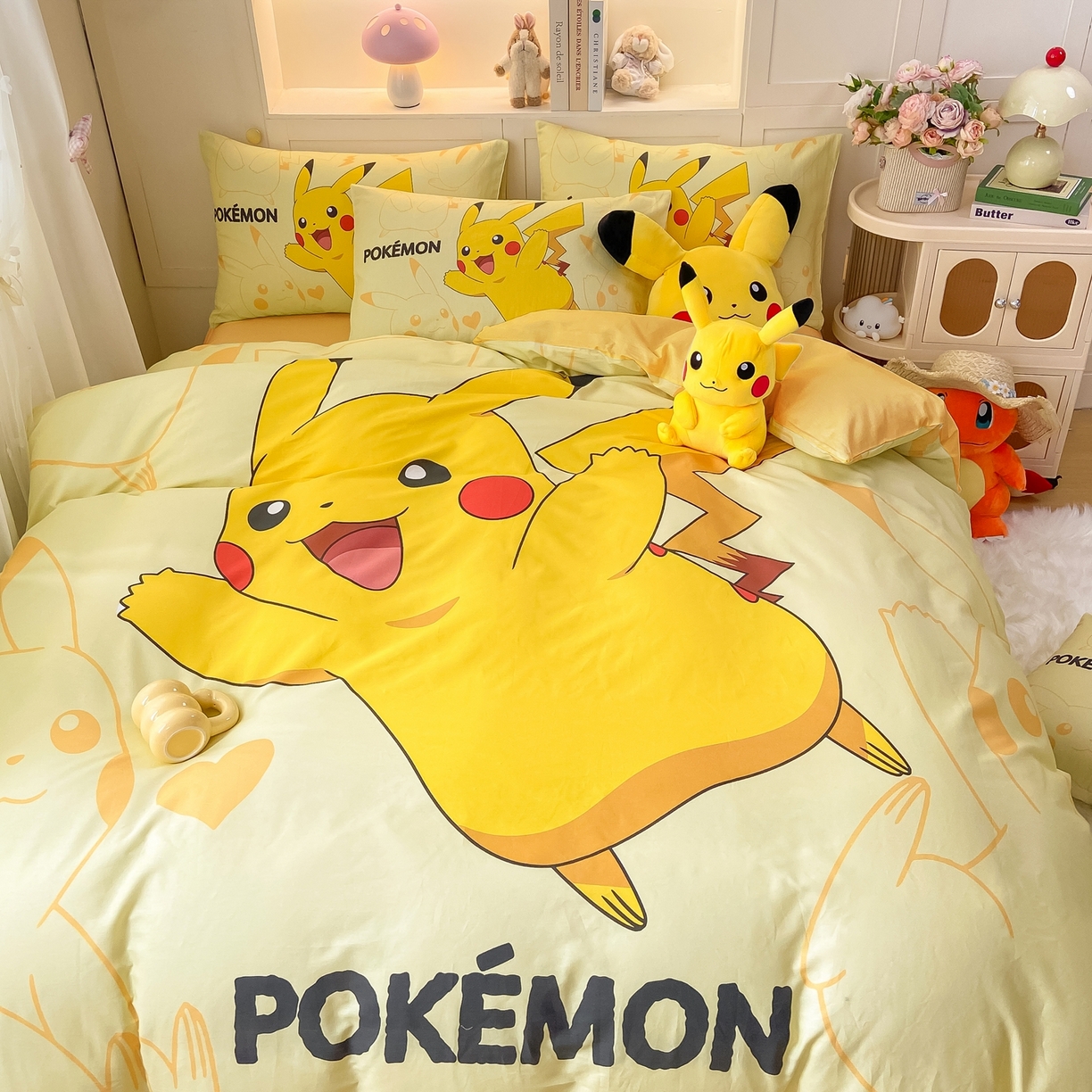 91家纺网 家纺一手货源 找家纺 （总）博雅 2025新款宝可梦皮卡丘成人床正版授权全棉四件套