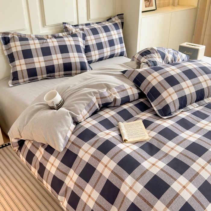 91家纺网 家纺一手货源 找家纺 典曼家纺 2025新款原棉加厚磨毛印花四件套 意林（兰）