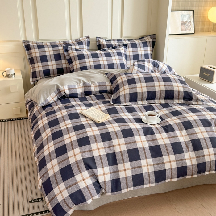 91家纺网 家纺一手货源 找家纺 典曼家纺 2025新款原棉加厚磨毛印花四件套 意林（兰）