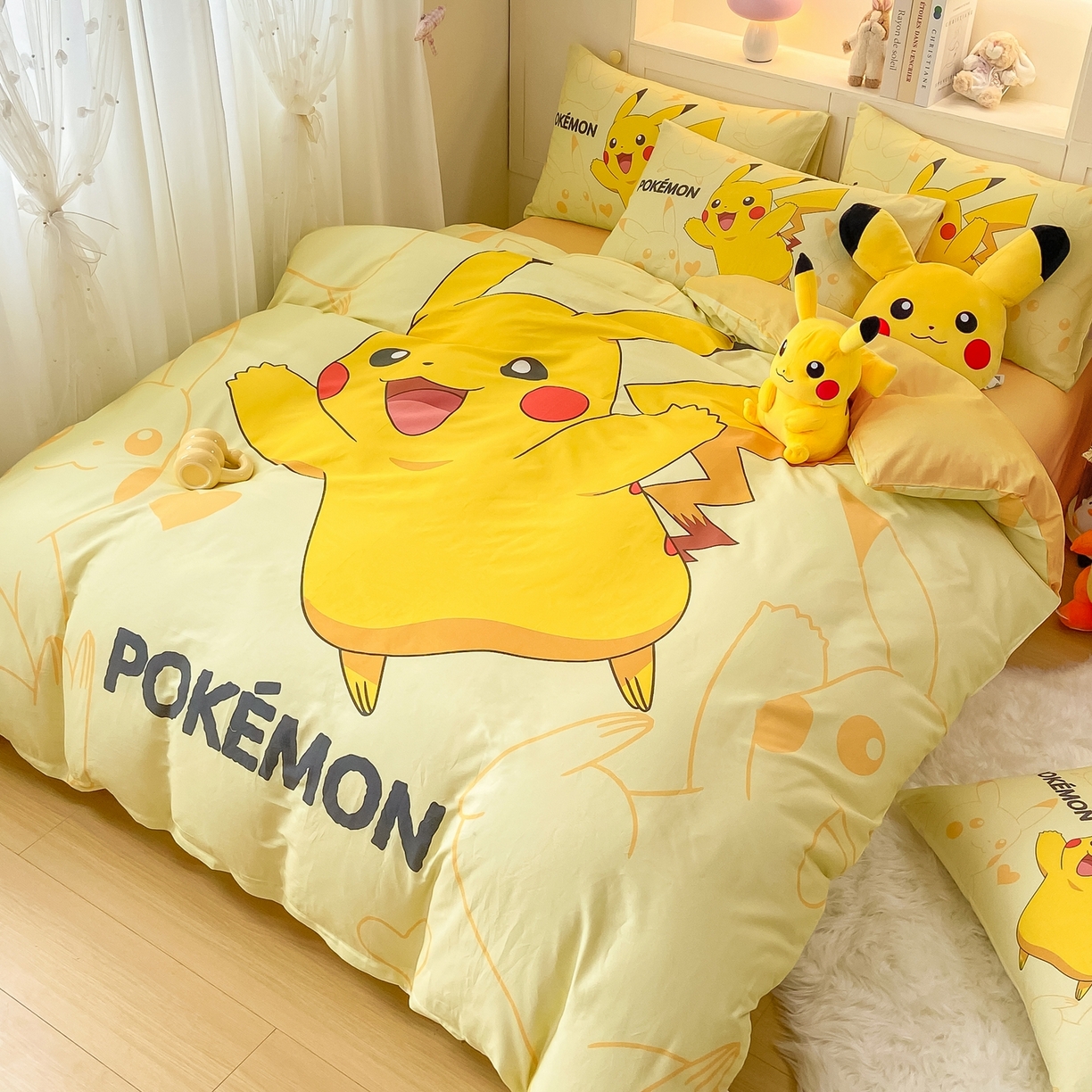 91家纺网 家纺一手货源 找家纺 （总）博雅 2025新款宝可梦皮卡丘成人床正版授权全棉四件套