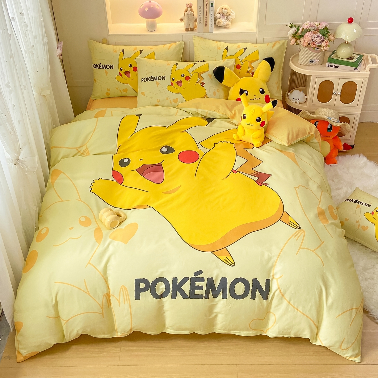 91家纺网 家纺一手货源 找家纺 （总）博雅 2025新款宝可梦皮卡丘成人床正版授权全棉四件套