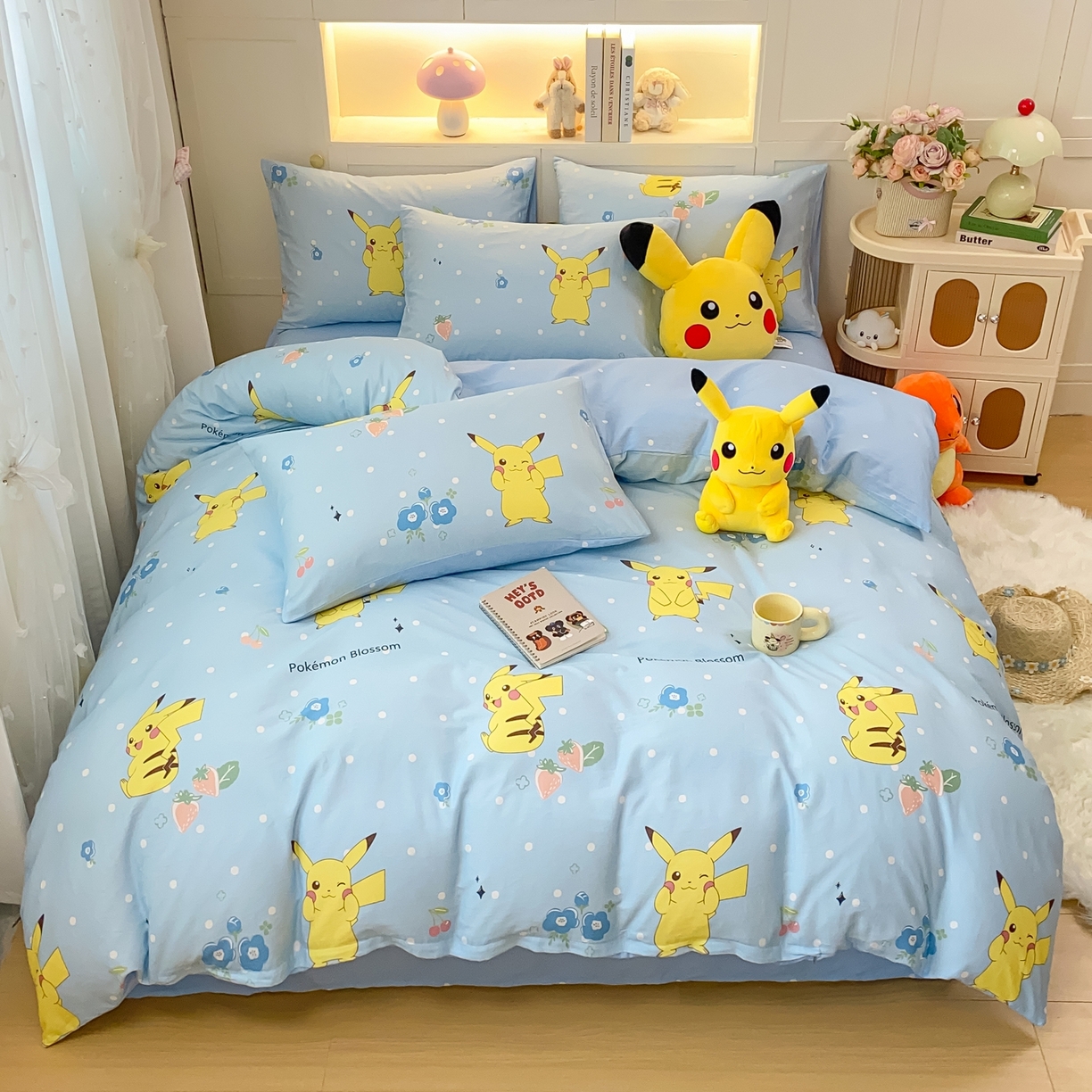 91家纺网 家纺一手货源 找家纺 （总）博雅 2025新款宝可梦皮卡丘成人床正版授权全棉四件套