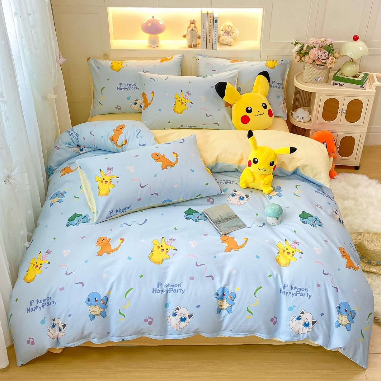 91家纺网 家纺一手货源 找家纺 （总）博雅 2025新款宝可梦皮卡丘成人床正版授权全棉四件套