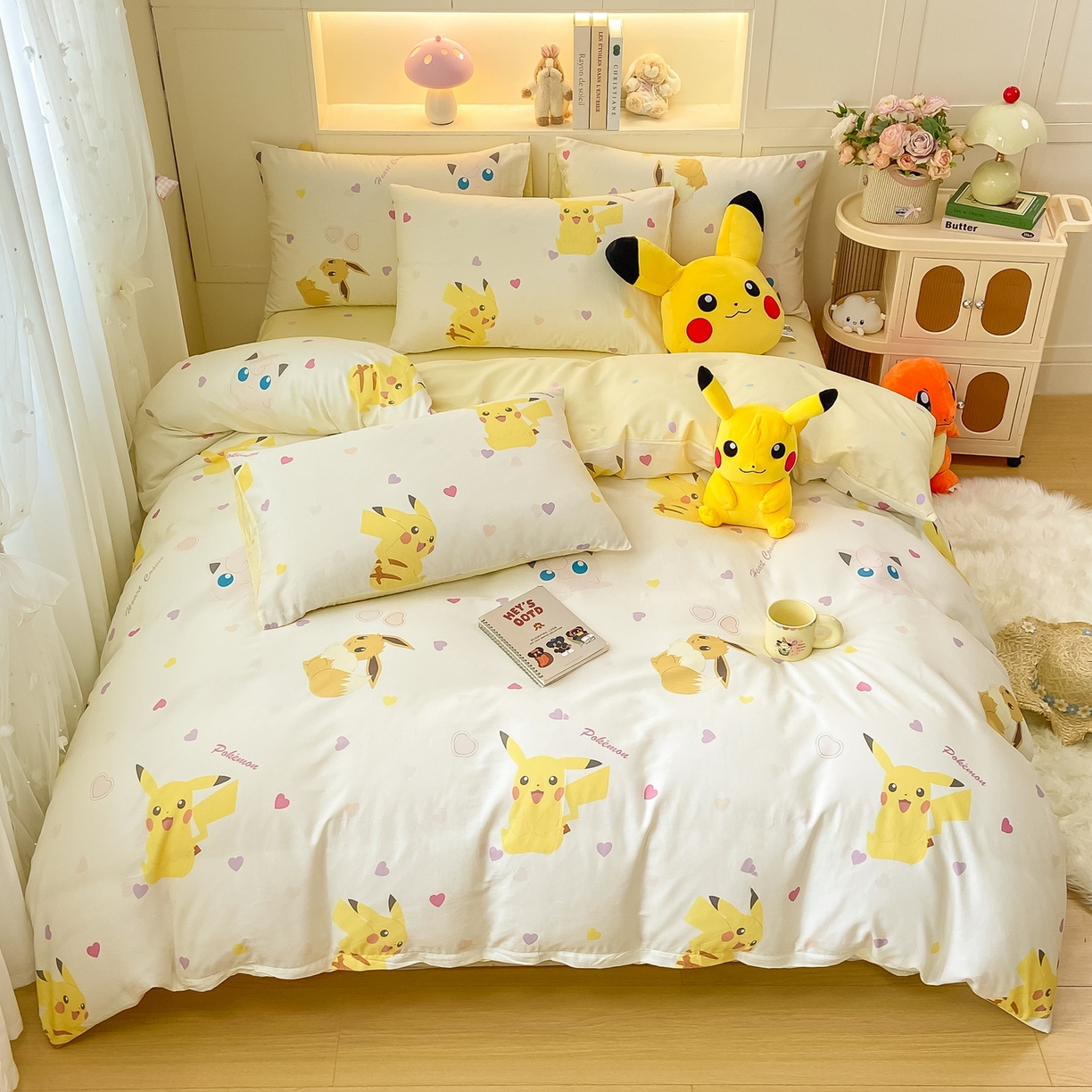 91家纺网 家纺一手货源 找家纺 （总）博雅 2025新款宝可梦皮卡丘成人床正版授权全棉四件套