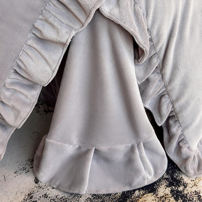 91家纺网 家纺一手货源 找家纺 2025新款蝴蝶结绣花牛奶绒四件套 蝴蝶结-雅士灰