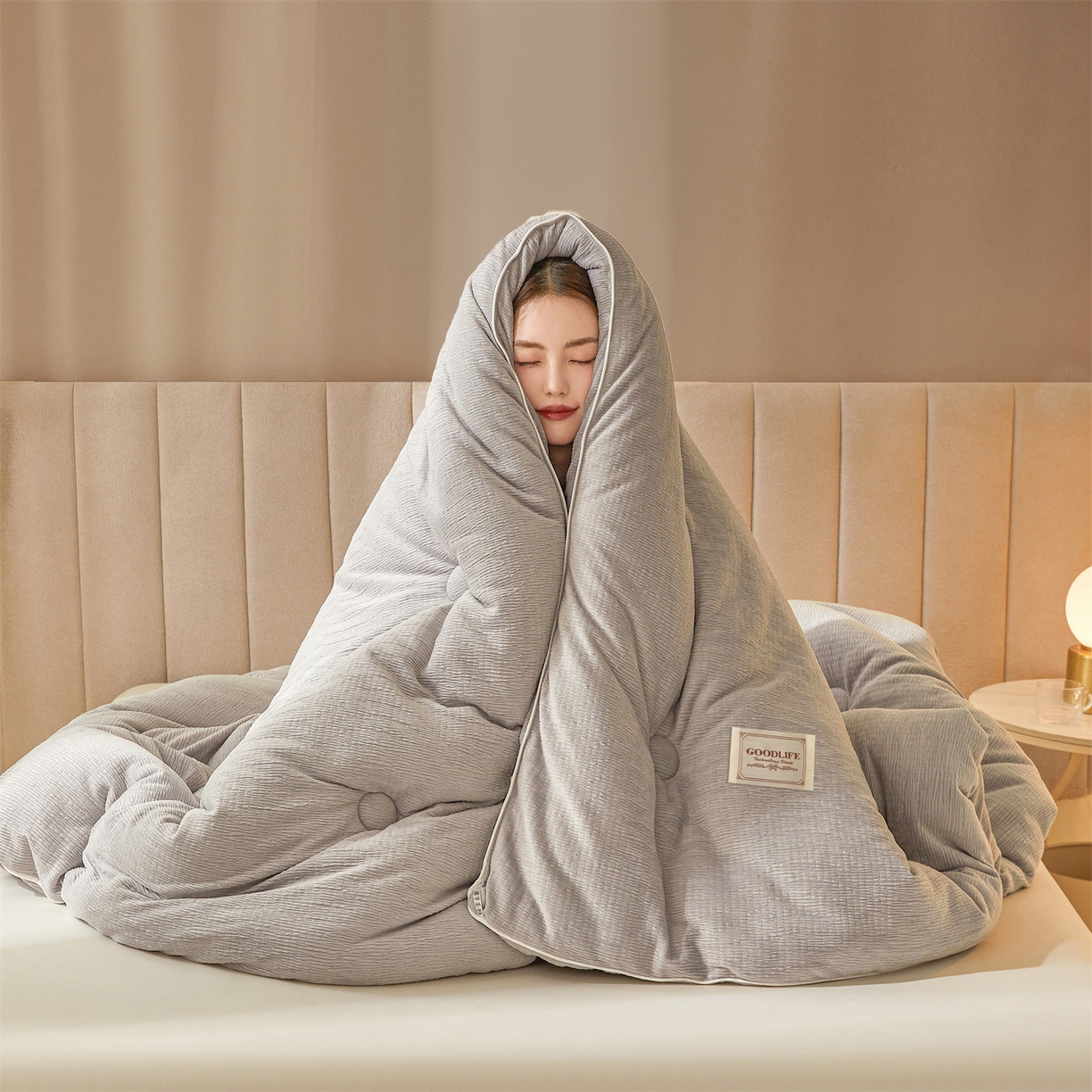 91家纺网 家纺一手货源 找家纺 （总）雯豆家纺 2025秋冬新款加厚皱皱绒被子冬被高档被芯双人单人被子