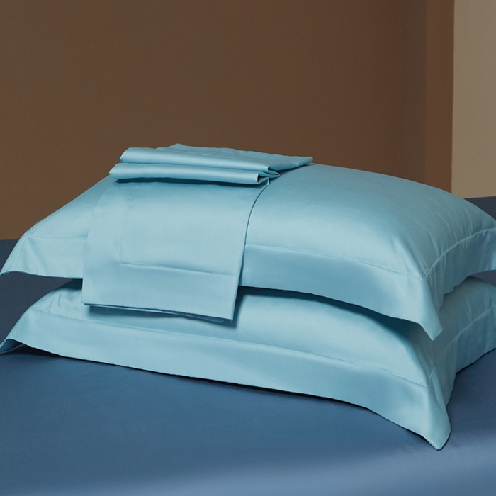 91家纺网 家纺一手货源 找家纺 柔觉家纺 柔系列A类100支长绒棉单品枕套 天空蓝