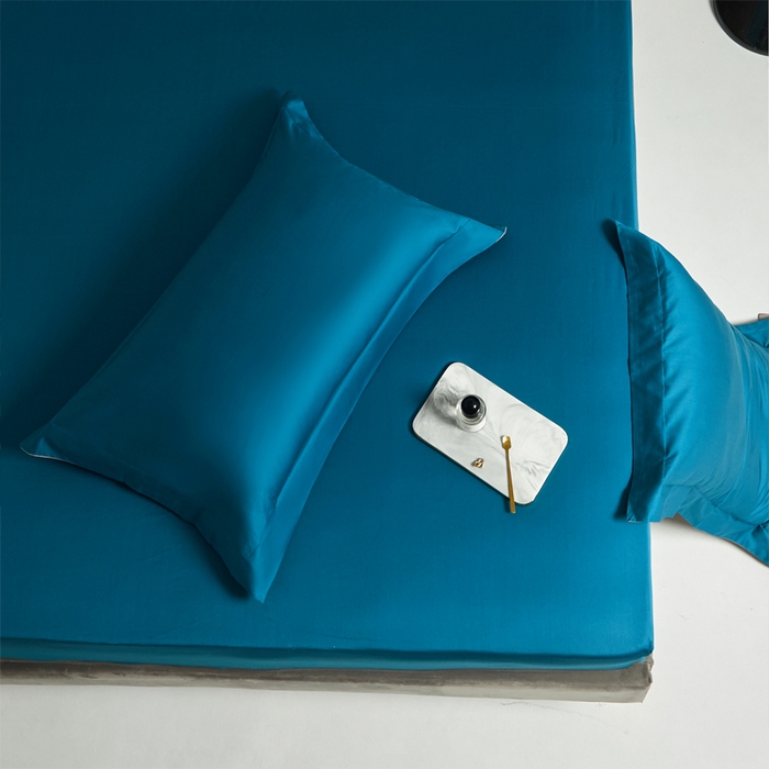 91家纺网 家纺一手货源 找家纺 柔觉家纺 柔系列A类100支长绒棉单品枕套 海港蓝