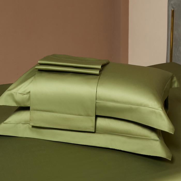 柔觉家纺 柔系列A类100支长绒棉单品枕套 香奈绿