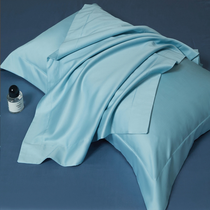 91家纺网 家纺一手货源 找家纺 柔觉家纺 柔系列A类100支长绒棉单品枕套 天空蓝