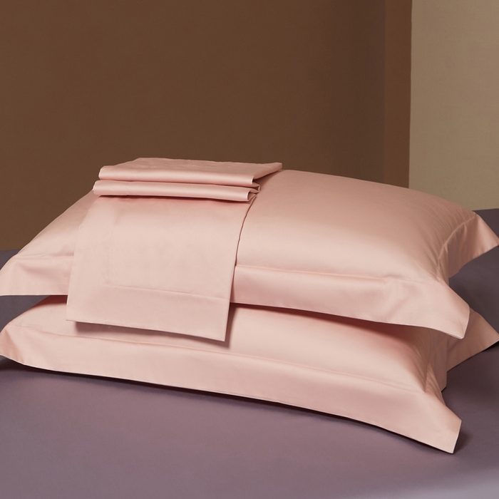 柔觉家纺 柔系列A类100支长绒棉单品枕套 粉豆沙