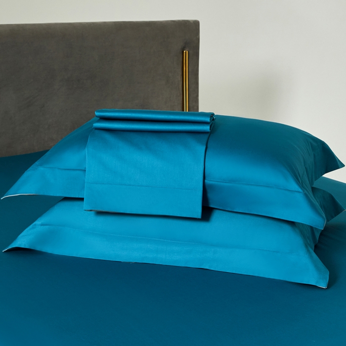 91家纺网 家纺一手货源 找家纺 柔觉家纺 柔系列A类100支长绒棉单品枕套 海港蓝