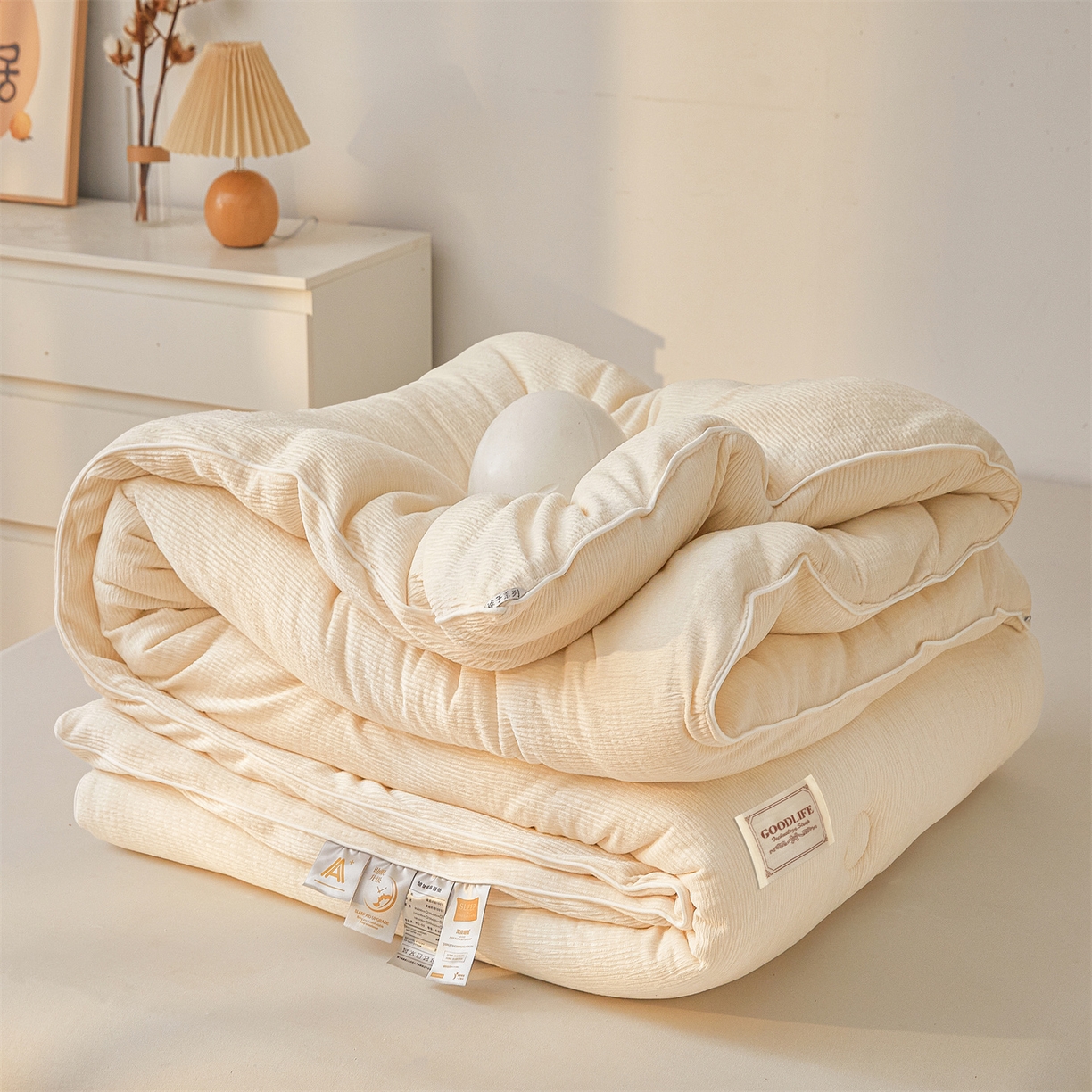 91家纺网 家纺一手货源 找家纺 （总）雯豆家纺 2025秋冬新款加厚皱皱绒被子冬被高档被芯双人单人被子