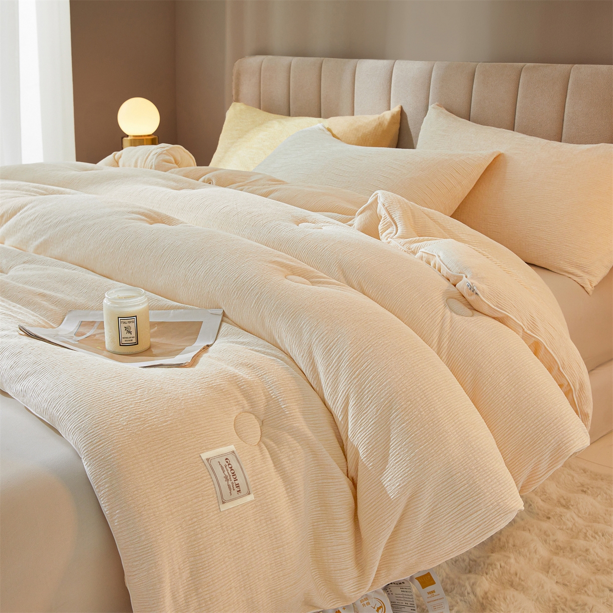 91家纺网 家纺一手货源 找家纺 （总）雯豆家纺 2025秋冬新款加厚皱皱绒被子冬被高档被芯双人单人被子