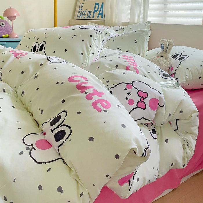 91家纺网 家纺一手货源 找家纺 （总）2025开学季新款学生宿舍三件套被套小清新卡通超柔水洗云朵棉四件套