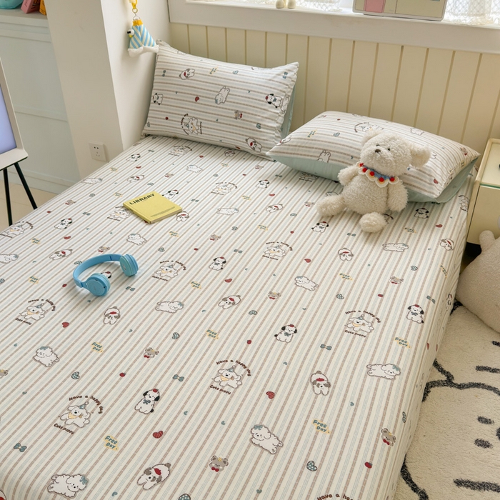 91家纺网 家纺一手货源 找家纺 典曼家纺 2025新款40支学生季卡通印花床单单床单床单单件 茶茶狗