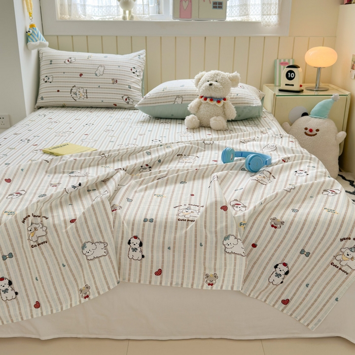 91家纺网 家纺一手货源 找家纺 典曼家纺 2025新款40支学生季卡通印花床单单床单床单单件 茶茶狗