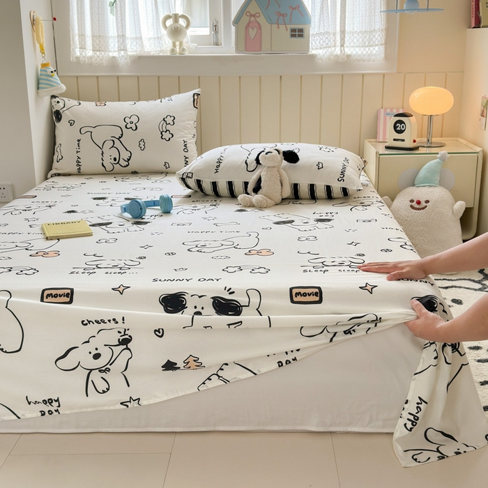 典曼家纺 2025新款40支学生季卡通印花床单单床单床单单件 嗨皮狗