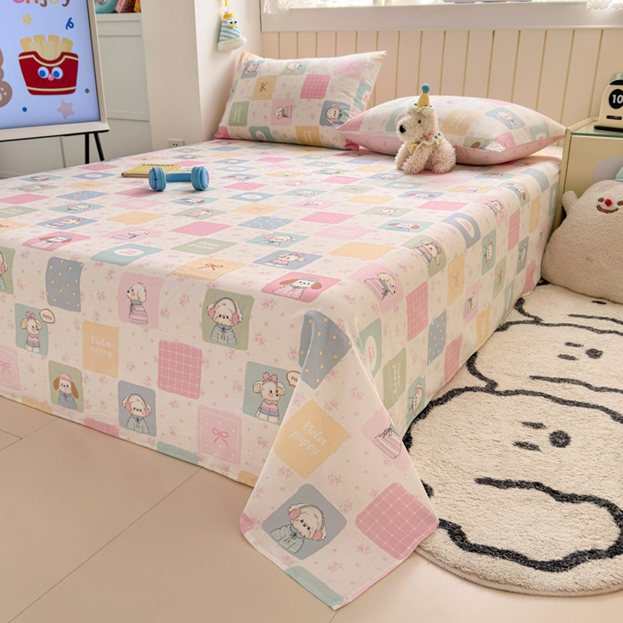 91家纺网 家纺一手货源 找家纺 典曼家纺 2025新款40支学生季卡通印花床单单床单床单单件 开心屋