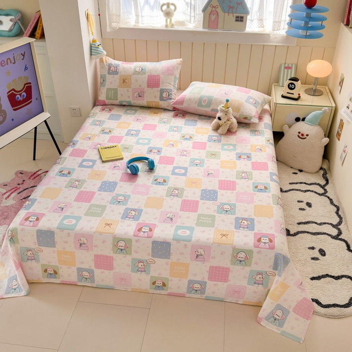 91家纺网 家纺一手货源 找家纺 典曼家纺 2025新款40支学生季卡通印花床单单床单床单单件 开心屋